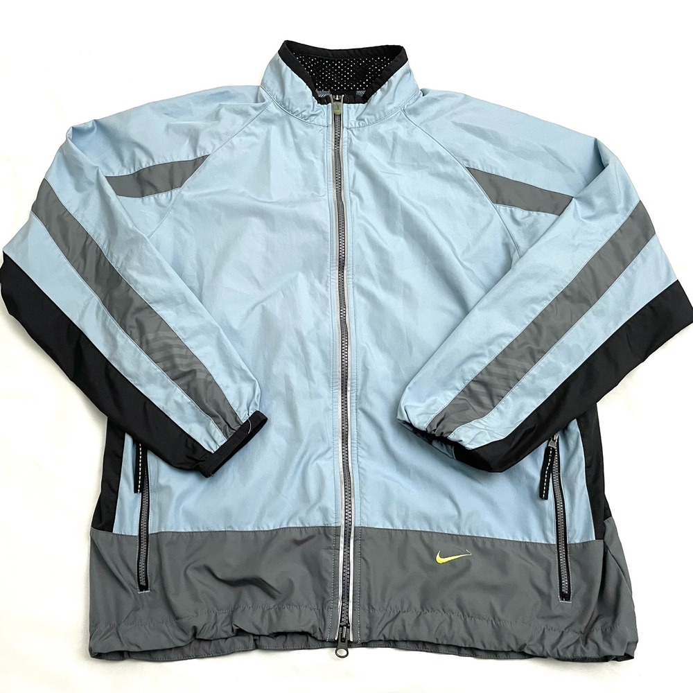 Y2K Nike Running Full Zip Track Jacket Men's Large Blue‎ Colorblock Vintage